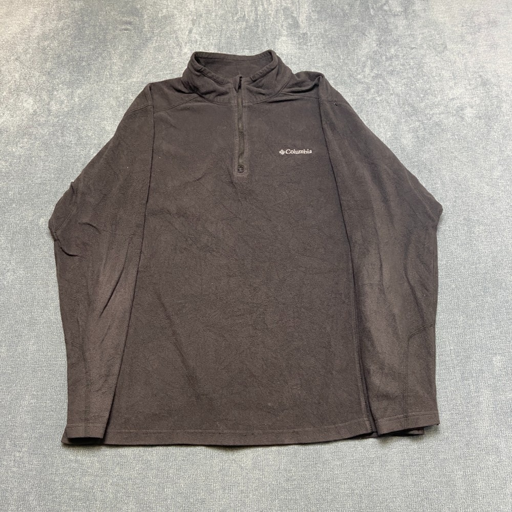 Columbia Fleece Jacket Mens L Black Long Sleeve Mock Neck Quarter Zip Pullover